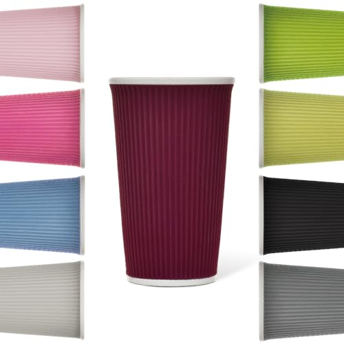 LES ARTISTES Paris A-0920 Tasse 450 ml, Mug à café, thé, boissons chaudes, Porcelaine avec Revêtement silicone thermo-isolant, Compatible Lave-vaisselle, Micro-ondes, Ondulé Beed Red