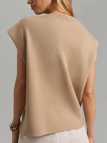 Moreone Womens Sweater Vest Cap Sleeve Crew Neck Sleeveless Casual Ribbed Knit Cropped Pullover Tank Tops3