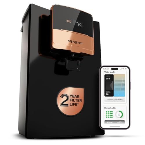 Image of Aquaguard Enrich Ritz Pro RO+UV+Copper+Alkaline Water Purifier | 2-Year Warranty & Filter Life | Stainless Steel Tank | Smart Purifier with Service Alerts & TDS Display | 5th Gen UV LED | 12-Stage