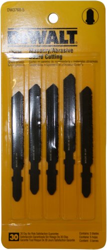 DEWALT DW3768-5 3-Inch Masonry Board Cut Cobalt Steel T-Shank Jig Saw Blade (5-Pack)