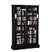 Atlantic Windowpane Media Storage Cabinet with Tempered Glass Pane Styled Sliding Doors, Holds CD, DVD or Blu-ray Media, Collectables or Memorabilia, PN 94835721 in Espresso