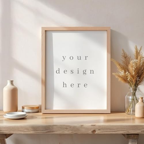 9x12 Oak Wood Picture Frams - Minimalist 9x12 Oak Wood Frames, 9"x12" Picture Frame Wood, Natural Solid Wooden Picture Frames for Wall Art Photo and Prints(3 Pack, Beige)