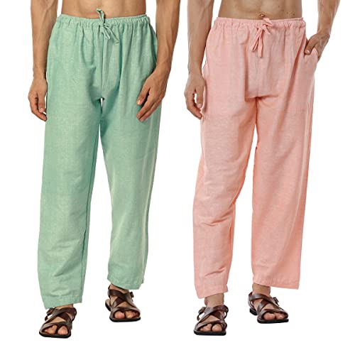 Image of Aatman One Size Men's Eco-Friendly Cotton Pyjama Pack of 2 | Fits Waist Size 28 to 36 Inches