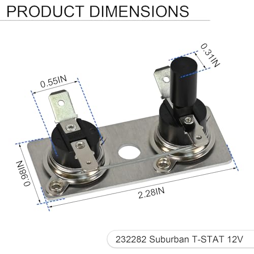Image of Water Heater Thermostat Switch 232282 Water Heater Parts Thermostat Switch Replace for Suburban RV Water Heater Thermostat, Suburban 232282 T-STAT /Limit 12V