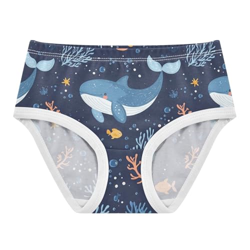 ZZKKO Ocean Whale Coral Girls Underwear Toddler Panties for Girls Comfort Brief Size 2T-8Y