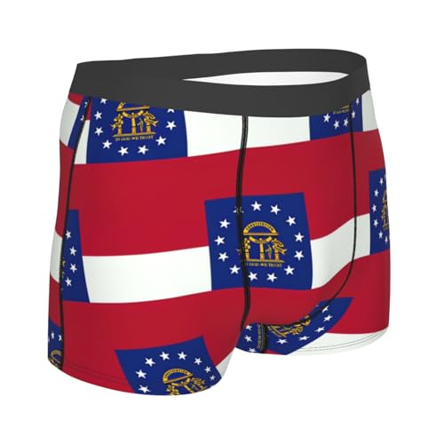 Georgia State Flag Print Men'S Boxer Briefs,Moisture Wicking Breathable Cotton Underwear Comfort Flex Waistband3