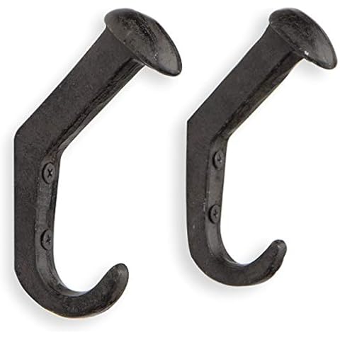 Rustic State Slack Wall Mount Cast Iron Hooks Coat Towel Bag Hat Hanger Multiuse Entryway Railroad Spike Rack Black Set of 2 Cover