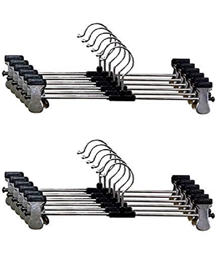 SVDK Metal Adjustable Non Slip Clips | Space Saving Swivel Hook | Cloths Pants Skirt Children Shorts Hanger | Slack Jacket Dress Shirt Clothes Scarf Saree Coat (Colour - Black : Pack of 12)-image-9