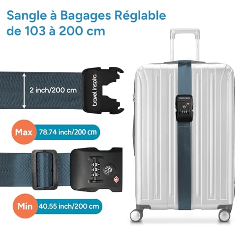 Sangle Valise Tsa Voyage : travel inspira Sangle Valise TSA, Ceinture Valise Voyage Sécurité (M... – Image 3