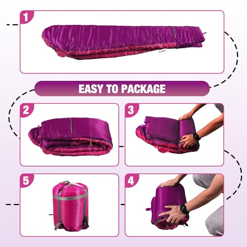 Kids Mummy Sleeping Bag, 3 Season Cold & Warm Weather Waterproof Camping Sleeping Bags, Lightweight Portable with Compression Bag for Camping Hiking Backpacking miniatura 7