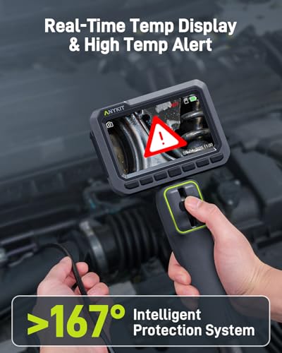 Image of Anykit Articulating Borescope, 210 Two-Way 0.22in Slim Probe Endoscope with High-Brightness LED Lights, 4.3 inch IPS HD Video Inspection Snake Camera for Automotive Engine Inspect - 4FT