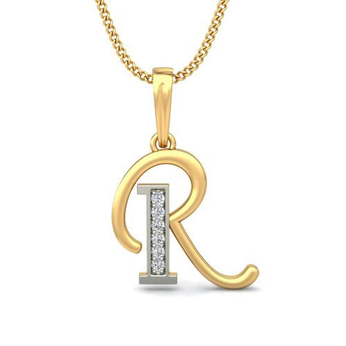 Chandrika Pearls Gems & Jewellers R Letters Initial Copper and American Diamond Pendant 24K Gold Plated with Chain for Women and Girls (B01CCOAM22) Amazon Price History, Amazon Price Tracker