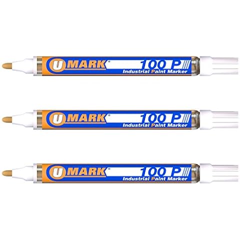 U-Mark 3 Pack - White Valve Action Metal Paint Marker, Made In USA Cover