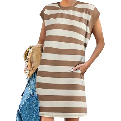 Robe t-shirt de la collection été 2026, motif rayé chic et décontracté
