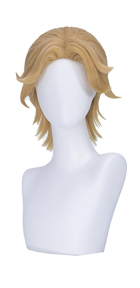 Game Cosplay Wig Short Straight Wig Linen Yellow Hair Heat Resistant Wigs Party Wigs
