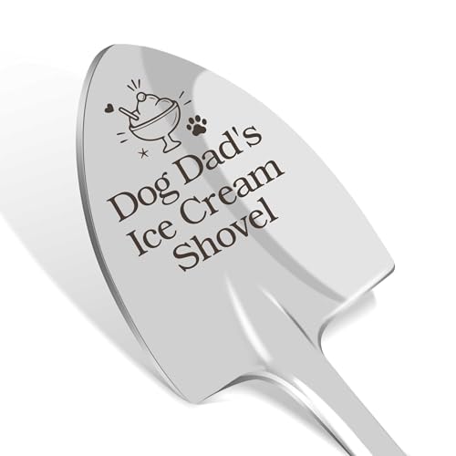 Dog Dad's Ice Cream Shovel, Birthday Gift for Dog Lovers Pet Dads, Father's Day Gifts for Puppy Fathers, Dog Dad Gifts from Daughter Son, Best Gifts for Retirement, Stainless Steel Ice Cream Shovel