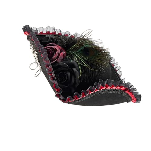 Chapeau de pirate colonial en tissu avec bordure dentelle élégante pour grand spectacle