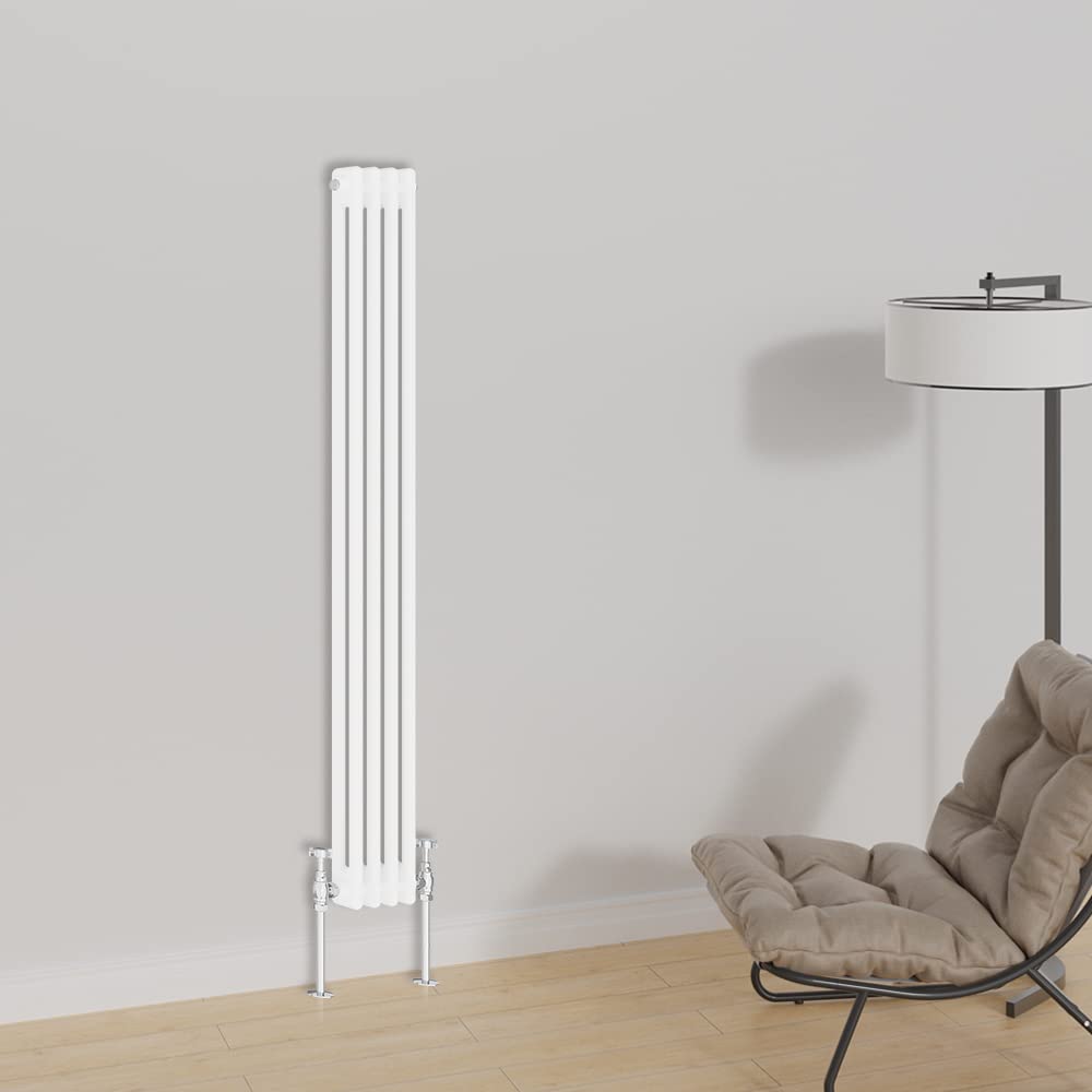 Warmehaus White Vertical Traditional Column Designer Radiator 1500X200mm Double Panel Cast Iron Central Heating Radiators
