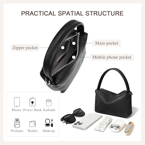 Image of MFFOR Leather Crossbody Bags for Women, Small Shoulder Purse, Hobo Handbags | Genuine Leather, 7.9*2.8*5.9inch, Detachable strap, Sleek design, Daily life