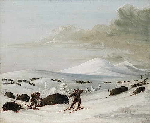 Poster George Catlin indiens raquettes de neige toile 58x90cm art