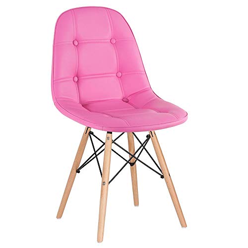 Cadeira Eames Botonê - Madeira clara - Rosa pink