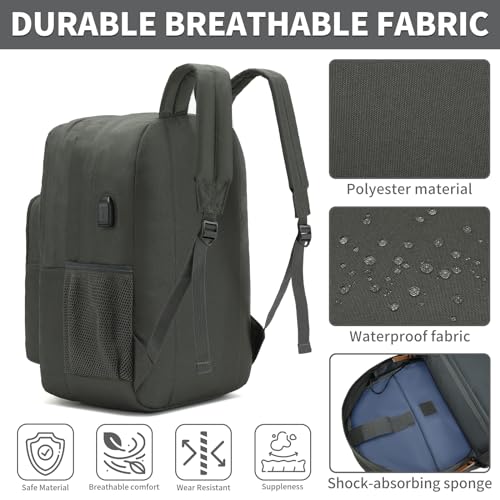 YGR Classic Carry-on Travel Backpack for Men and Women, Anti Theft Laptop Backpack with USB Charging Port for Work, Large Computer Backpack for College, Water Resistant, Outdoor Sports, Work, Grey4