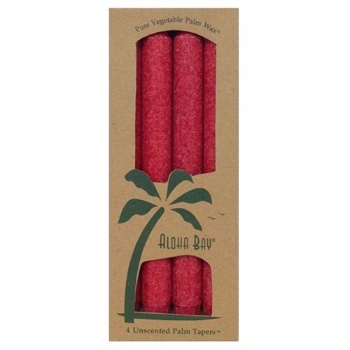 Aloha Bay Taper Candle 9In Red 4 Pk