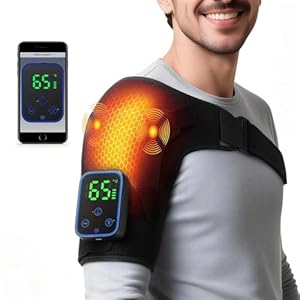 Huiteng XR Hewelth Triple Method Schulter-Massagegerät, 7-stufige Temperatur & 3-stufige Massageintensität, 5000mAh Akku, App- & Touch-Bedienung, 3-stufiger Timer, ideal für Zuhause & Büro (Schwarz1)