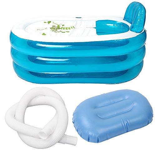 Blusea Inflatable Bathtub, Portable Foldable PVC Thickened Shower Basin, Home Camping Travel Bath