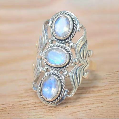 925 Silver Oval Crystal Zircon Rings Women Wedding Jewelry Size 6-10-6