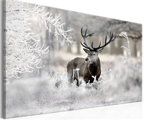 Diamond Painting d'Hiver pour Salon : Kit Mosaïque Cerf des Neiges Géant