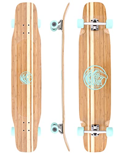 White Wave Bamboo Longboard Skateboard. Ideal for Cruising and Carving Fun. Longboard for Adults & Teens That is Great for Beginners, Intermediate, or Advanced Riders (Dancer)