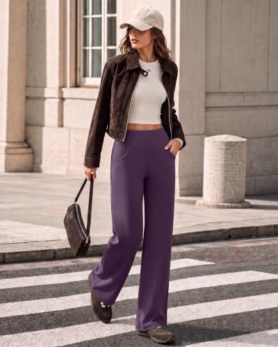 Image of Promover Wide Leg Pants for Woman Yoga Pants with Pockets Stretch