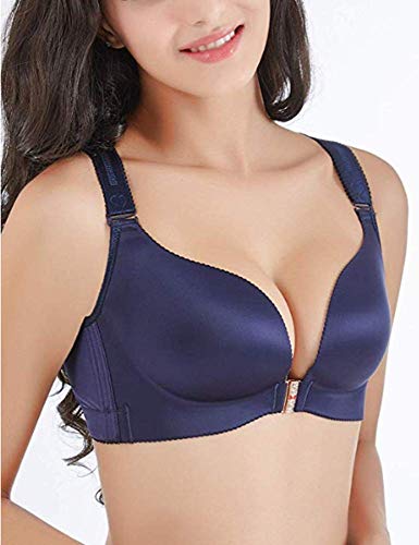 Women's Large Size Bra Push-Up Oversized Front Close Perfectly Fit Minimizers Bra Blue 40C #TOP1