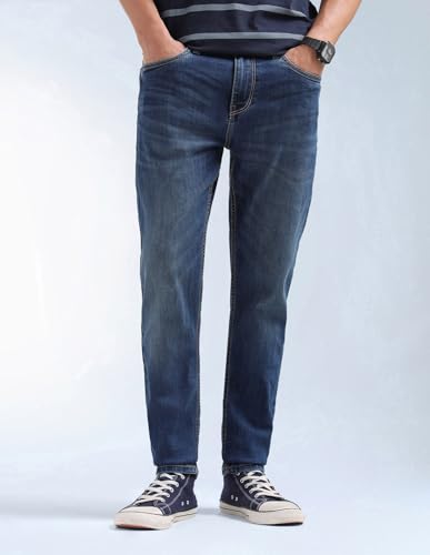 Image of Flying Machine Men's Slim Tapered Fit Jeans| Solid | Mid Rise | Stretchable | Jeans for Man