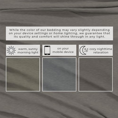 Image of Great Bay Home Cotton Jersey Knit Full Sheet Set - Ultra-Soft, Stretchy, Heathered Melange Bed Sheets - Cozy, Soft T-Shirt Sheet & Pillowcase Set (Heathered Mid Grey)