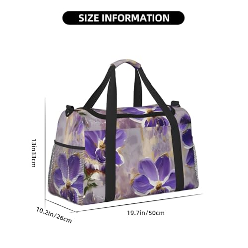 marble purple Print Foldable Carry On Tote Large Capacity Hand Carry Bag for Airplane Weekend Getaways4