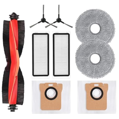 Kit Refil Acessórios Xiaomi Robot Vacuum X20 Max / D109GL, 1 Escova Principal, 2 Filtros, 2 Escovas Laterais, 2 Almofadas de Esfregão, 2 Sacos de Pó, Peças de Reposição.