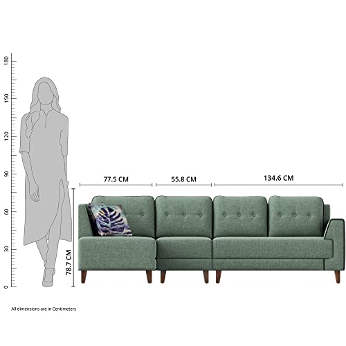 Image of Amazon Brand - Solimo Venosa 6 Seater LHS L Shape Sofa Set (Petal Green)