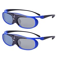 3D Brille, 3D Aktiver Shutter DLP Link Wiederaufladbare Brille für 3D DLP Link Projektor - Blau 2 Stück