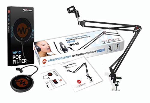Image of WRIGHT WR BM 800 Condenser Microphone with Mic Stand and POP Filter for Podcast and Studio Recording Singing Condenser mic Full Set Kit (Without Sound Card)