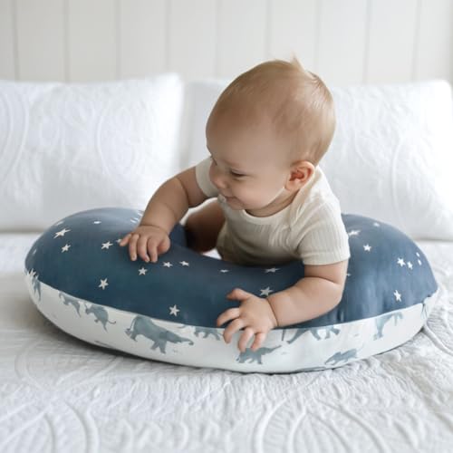 Image of GRSSDER Nursing Pillow Cover Stretchy Minky Removable Nursing Covers for Breastfeeding Pillows, Ultra Soft Comfortable Slipcover for Boy and Girls, Stylish Elephant Pattern