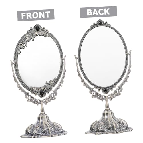 Miroir maquillage de table rétro en métal ancien pivotant