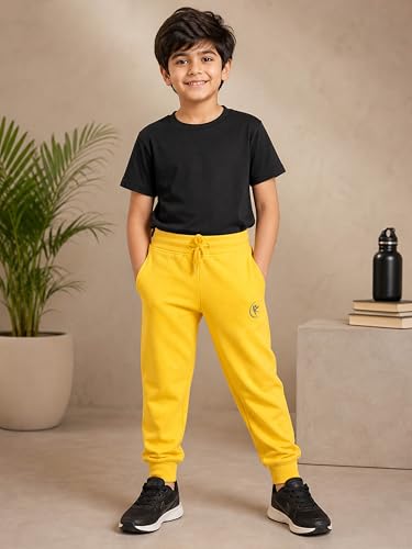 Image of KiddoPanti 100% Cotton Track Pants for Boys & Girls | Soft Single Jersey Fabric | Elastic Waist with Drawcord | Full Length with Rib Hem & Pockets | Joggers and Lowers for Kids