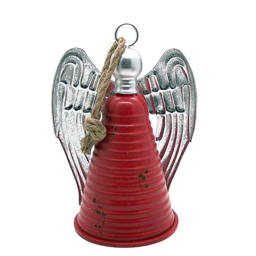 Rustic Red Angel Christmas Bell, Hanging Holiday Decoration, Unique Christmas Decor, 10 Inches #TOP19