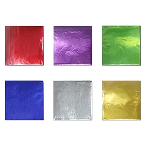 600 Pieces 6 Colours Chocolate Packaging Decoration Aluminium Foil Paper Wrapping Paper Wrapper Square Candy Lollipop Paper Food Tin Foil Packaging (8 x 8 cm (3.1 x 3.1 inches)) Cover