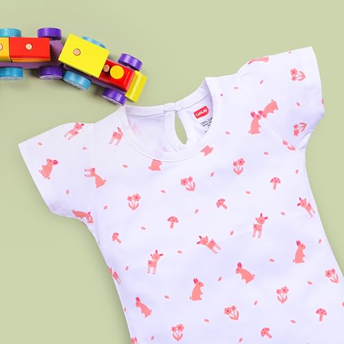 Image of LuvLap Baby Girls Regular Fit 100% Cotton Half Sleeves Girls Top CoSet Pack of 3