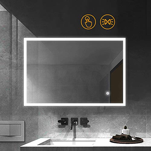 Janboe Led Illuminated Bathroom Mirror Wall Mounted Bathroom Vanity Mirror with Touch Switch for Makeup Cosmetic Shaving 700x500mm