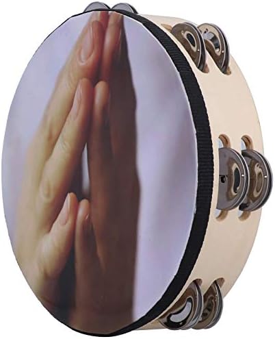 Handbell Tambourine Clap Drum Row Jingle Double Layer Percussion Instrument 8 Inch(Prayer)