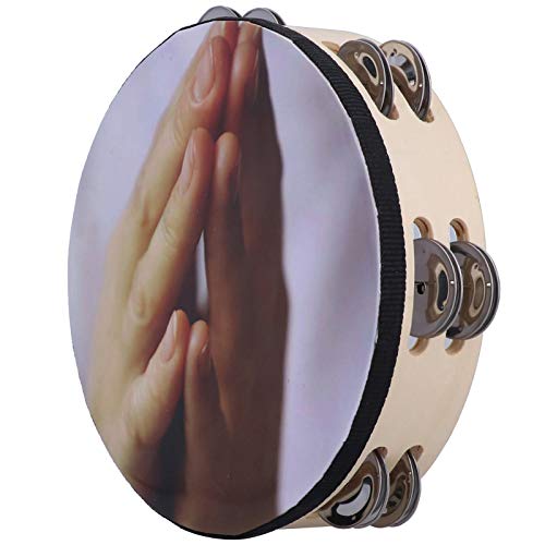 Handbell Tambourine Clap Drum Row Jingle Double Layer Percussion Instrument 8 Inch(Prayer) #TOP1